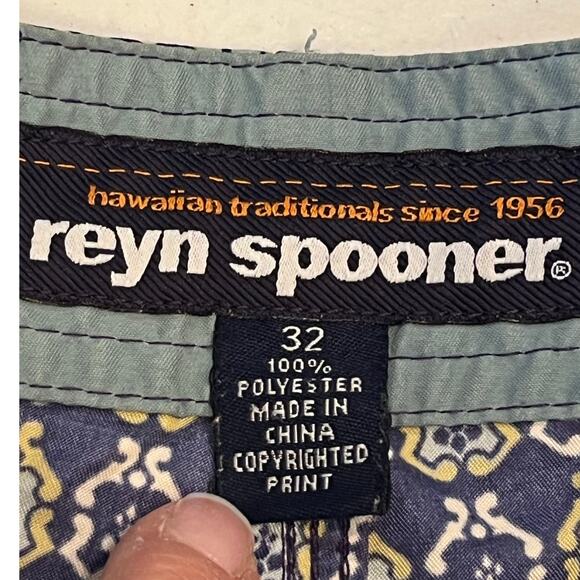 Reyn Spooner Men’s 32 Blue Geometric Print Board Shorts / Swim Trunks Surf Beach - Picture 3 of 7
